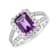 Amethyst with Moissanite Accents Rhodium Over Sterling Silver Split
Shank Ring