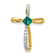 10k Yellow Gold Rhodium Over 10k Yellow Gold 0.46ctw Lab Created Emerald
and Diamond Cross Pendant