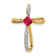 14k Yellow Gold and Rhodium Over 14k Yellow Gold Lab Created Ruby and
Diamond Cross Slide