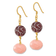 14K Gold Over Sterling Silver Polished Peach and Red Jadeite Swirl
Dangle Earrings