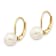 14K Yellow Gold 7-8mm White Round Freshwater Cultured Pearl Leverback Earrings