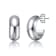 Classic Tubular C-Hoop Earrings In Rhodium Over Brass