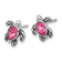 Rhodium Over Sterling Silver Antiqued Crystal October Birthstone Turtle Earrings