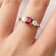 Red Lab Grown Ruby Rhodium Over Sterling Silver Three Stone Ring
