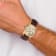 Charles Hubert Men's Stainless Steel Gold Dial Dual Time Watch