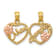 14K Two-tone MOM - DAUGHTER Break-apart Hearts Pendant