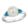 London Blue Topaz & Cultured Freshwater Pearl 10k White Gold Ring 0.6ctw