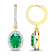 2.0ctw 14K Yellow Gold  Zambian Green Emerald and White Diamond Halo Earrings