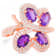 6x4mm Oval Amethyst and White CZ 18K Rose Gold Over Sterling Silver
Ring, 1.50ctw