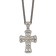 Sterling Silver Antiqued with 14K Accent Diamond Cross Necklace