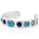 Turquoise And Lapis Lazuli Sterling Silver Cross Cuff Bracelet 7mm 11x11mm