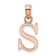 14k Rose Gold Polished Block Letter S Initial Pendant