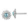 Rhodium Over Sterling Silver Polished Blue Crystal Sun Post Earrings