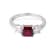 Red Lab Grown Ruby Rhodium Over Sterling Silver Three Stone Ring