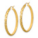 14k Yellow Gold Polished, Satin and Diamond-Cut 1 5/8" Diamond
Pattern Hoop Earrings