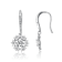 CZ Snowflake Cluster Drop Earrings In White Rhodium Over Brass