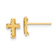 14k Yellow Gold Satin, Polished and Diamond-Cut Cross Stud Earrings