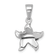 Rhodium Over Sterling Silver Polished Blue Crystal Starfish Pendant