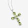 Green Peridot Rhodium Over Sterling Silver Cross Pendant With Chain