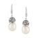 11-12mm Round White Freshwater Pearl Sterling Silver Drop Earrings
