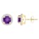 6mm Round Amethyst And Created White Sapphire 10k Yellow Gold Halo Stud Earrings