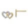 14k Two-tone Polished Textured Intertwined Hearts Stud Earrings