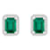 7x5mm Emerald Cut Created Emerald And Created White Sapphire 10k White
Gold Halo Stud Earrings