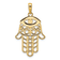 14k Two-tone Gold Diamond-Cut Evil Eye Hamsa Pendant