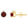 4mm Round Garnet with Diamond Accents 14k Yellow Gold Stud Earrings