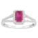 6x4mm Emerald Cut Ruby 1/4 ctw Diamond Rhodium Over Sterling Silver Halo Ring