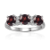 Garnet and Moissanite Sterling Silver 3-Stone Ring