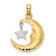 14k Two-tone Gold  Polished and Textured Moveable Half Moon and Star Pendant