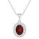 8x6mm Oval Garnet and White Topaz Accent Rhodium Over Sterling Silver
Halo Pendant w/Chain