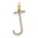 14K Yellow Gold Diamond Letter J Initial Pendant