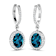 2.20ctw 14K White Gold London Blue Topaz  and White Diamond Halo Earrings