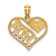 14k Yellow Gold Textured Polished MOM and Heart In Heart Pendant