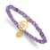 Yellow Stainless Steel Polished Eye of Horus Purple Jade Stretch Bracelet