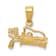 14k Yellow Gold Solid 3D Polished and Textured Golf Bag with Clubs pendant