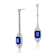 Sapphire Color CZ Square Drop Earrings In Sterling Silver