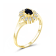 Black Sapphire with White Diamond Accent 14K Gold Over Sterling Silver
Ring 0.28ctw