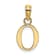 14k Yellow Gold Polished Block Letter O Initial Pendant