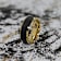 GASTON Gold Plated Tungsten Polished Beveled Ring with Brushed Black
Center 6mm