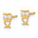 14K Yellow Gold Children's Owl with Cubic Zirconia Stone Eyes Stud Earrings