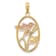 14k Tri-color Gold Hummingbird and Flowers In Oval Frame Charm