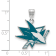 Rhodium Over Sterling Silver NHL LogoArt San Jose Sharks Large Enamel Pendant