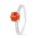 Peach Orange Lab Created Padparadscha Sapphire Round Rhodium Over
Sterling Silver Solitaire Ring