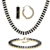 Black Crystal Tennis Necklace, Bracelet And Earring Set In Gold Tone