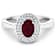 1.11ctw Red Ruby and Diamond 14K White Gold Halo Ring