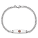 Rhodium Over 14k White Gold Medical Soft Diamond Shape Red Enamel Cuban
Link ID Bracelet