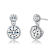 Two-Stone CZ Milgrain Drop Earrings In White Rhodium Over Brass